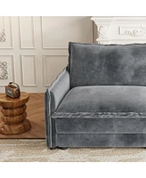 Corduroy 3-Seater Cloud Couch with Footrest & Cushions