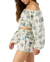 O'Neill Juniors' Kammie Seashell-Print Crop Top