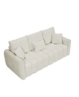 Premium 80.7" Teddy Fabric Sofa with Cushions and Pillows
