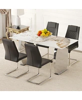 Pandora Sintered Stone Dining Table & 4 Black Chairs
