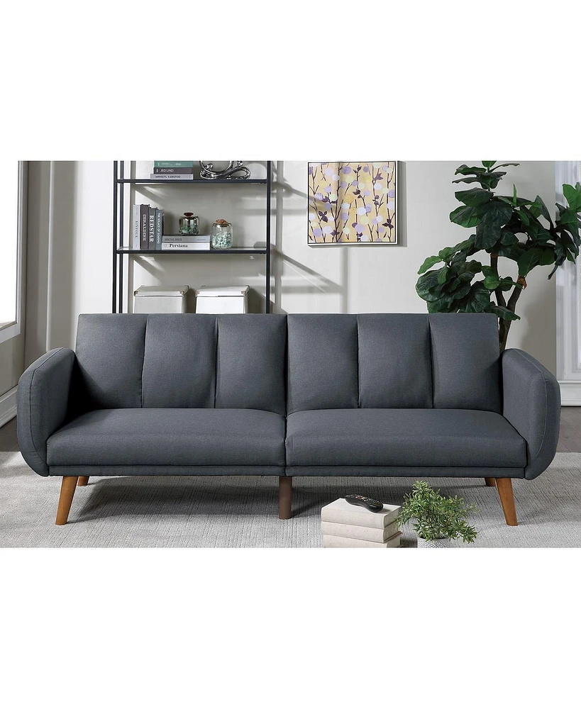 Blue Grey Convertible Sofa with Wooden Legs