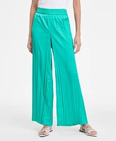 I.n.c. International Concepts Women's Crinkle-Satin Pull-On Wide-Leg Pants, Exclusively at Macy's