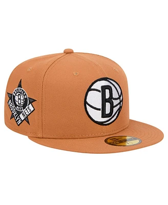 New Era Men's Tan Brooklyn Nets Color Pack 59FIFTY Fitted Hat