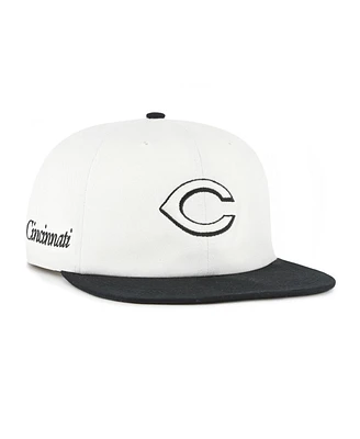 '47 Brand Men's White/Black Cincinnati Reds Foundation Captain Snapback Hat
