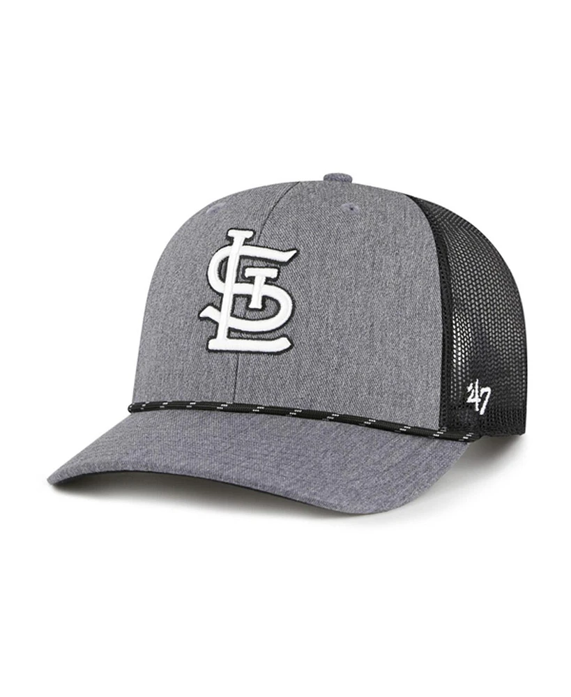 '47 Brand Men's Charcoal St. Louis Cardinals Carbon Rope Trucker Adjustable Hat