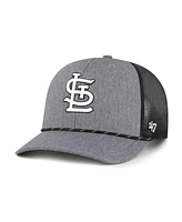 '47 Brand Men's Charcoal St. Louis Cardinals Carbon Rope Trucker Adjustable Hat