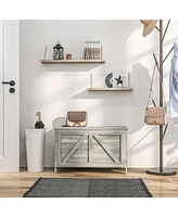 30" Farmhouse Storage Chest, Lift Top Box Organizer with Safety Hinge to Open Up 100 for Bedroom, Entryway, Living Room, Gray Wood Grain