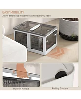 32 Gal Stackable Storage Bins with Lids, 3 Packs Collapsible Closet Organizers and Storage, Plastic Drawer Storage Container on Wheels with 5-Sided Ac