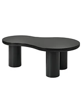 Easy Assembly Nesting Coffee Table Set of 2, Cream Style Cloud Coffee Table with Round Small Side Table