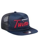 New Era Men's Navy Minnesota Twins Retro Satin Script Golfer Adjustable Hat