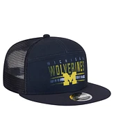 New Era Men's Navy Michigan Wolverines Split Panel 9FIFTY Snapback Trucker Hat