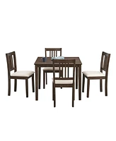 Mid-Century Modern Dining Table Set (1 Table, 4 Chairs)