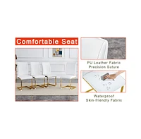 Tempered Glass Dining Set with White Pu Dining Chairs