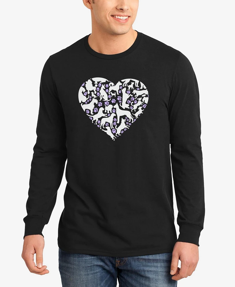 La Pop Art Men's Dog Heart Word Long Sleeve T-Shirt
