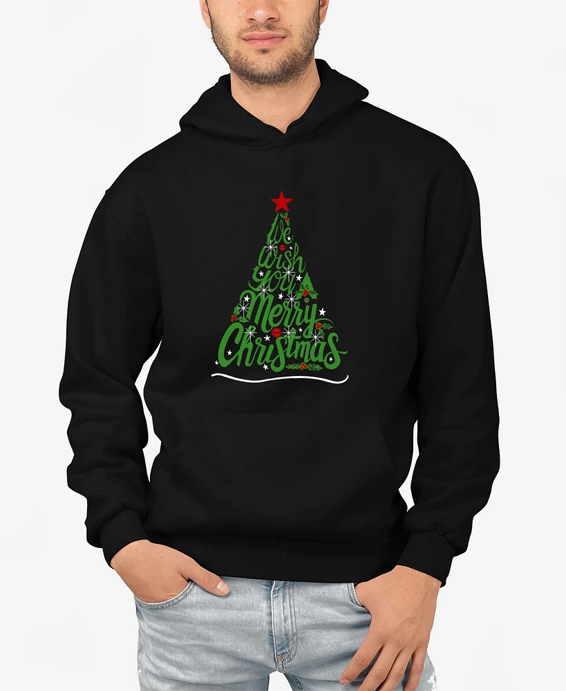 La Pop Art Men's We Wish You A Merry Christmas Word Hooded Sweatshirt