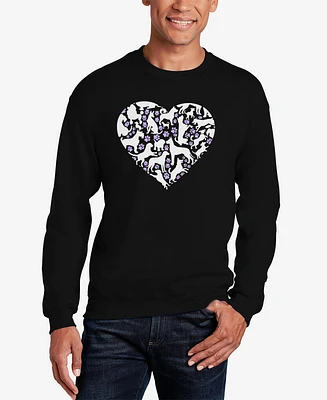 La Pop Art Men's Dog Heart Word Crewneck Sweatshirt