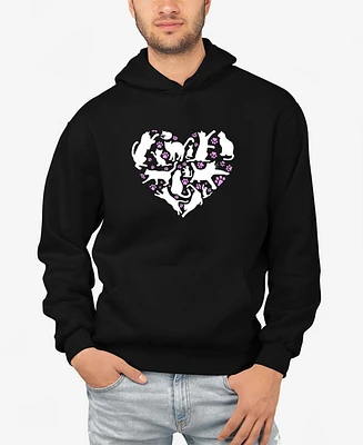 La Pop Art Men's Cat Heart Word Hooded Sweatshirt