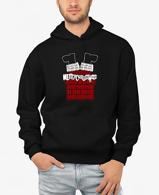 La Pop Art Men's Chimney Santa Word Hooded Sweatshirt