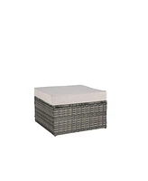 8pc Outdoor Patio Sofa Set, Wicker Sectional with Ottoman & Table