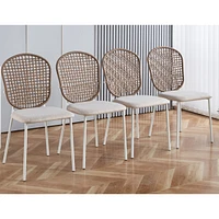 1+4,5pieces dining set, Table metal leg Mid-century Dining Table for 4-6 people With Mdf Table Top, Pedestal Dining Table, End Table Leisure Coffee Ta