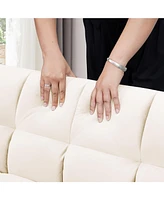 3-in-1 Modern Velvet Sofa Bed with Adjustable Back, Storage, and Pillow (Beige