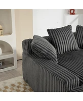 Corduroy lazy sofa With 3 back pillows,Comfy Sofa- Deep Seat Couch for Living Room,Club (Dark Gray)