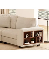 Modular Three-seat Corner Sofa, Wooden Frame Locker with Armrests, Stylish and Comfortable, Cream Style, Beige