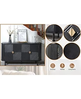 Modern Accent Cabinet with Adjustable Shelves and 4 Doors