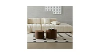 Mdf nested table set 2 pieces, handcrafted round coffee table in living/lounge area, walnut color
