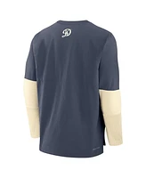 Nike Men's Navy Los Angeles Dodgers Authentic Collection City Connect Lightweight Player Tri-Blend Performance Long Sleeve T-Shirt
