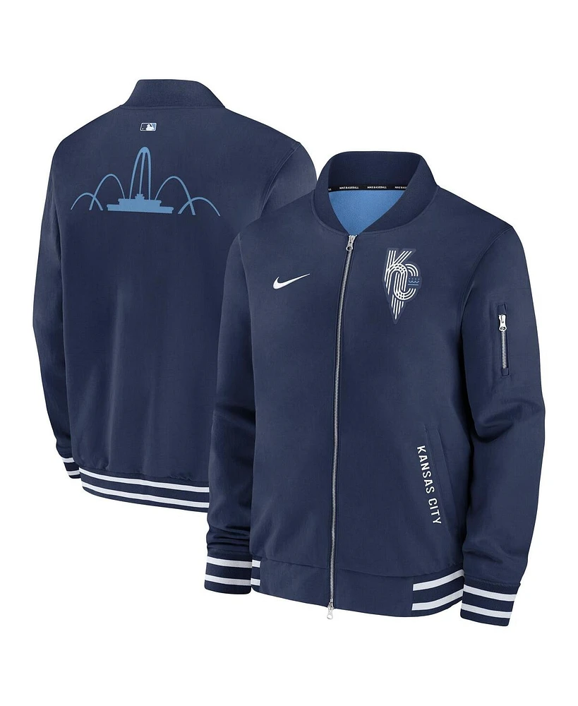 Nike Men's Navy Kansas City Royals Authentic Collection Connect Full-Zip Bomber Jacket