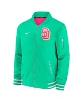 Nike Men's Green San Diego Padres Authentic Collection City Connect Full-Zip Bomber Jacket