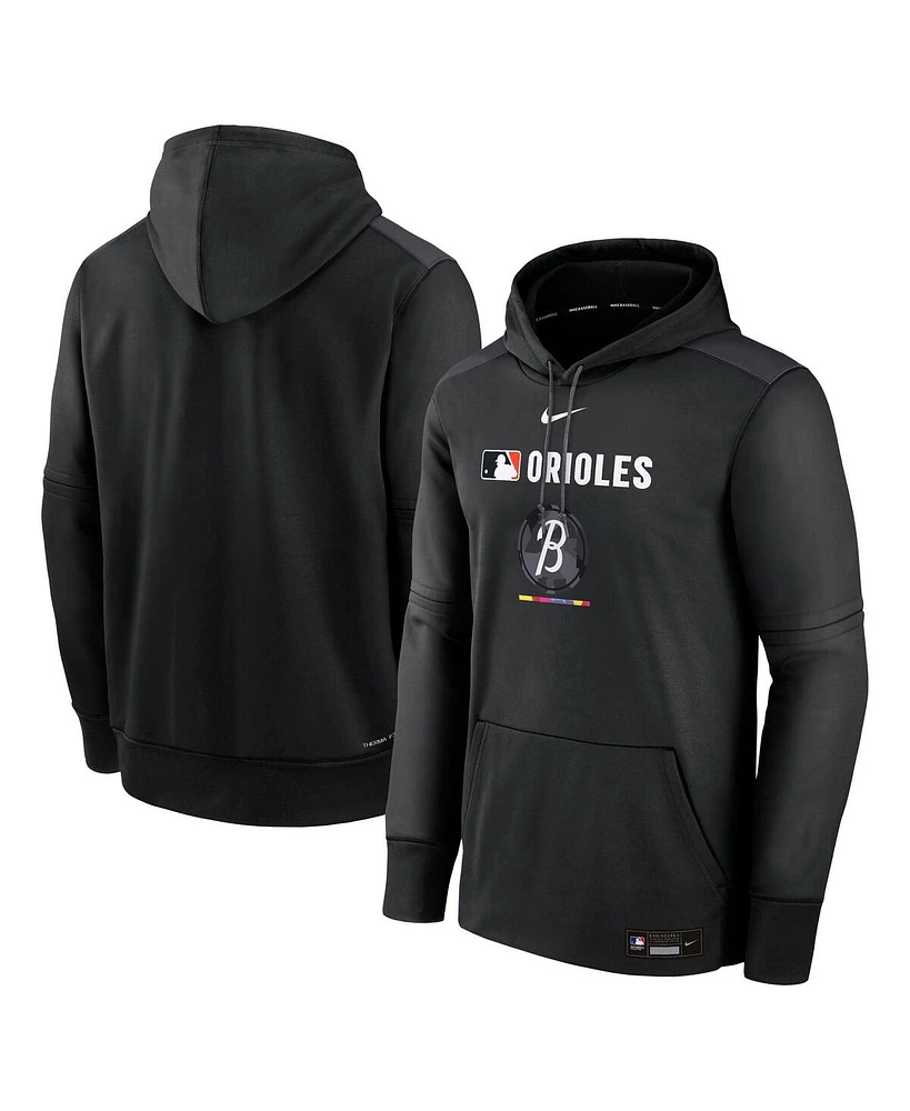 Nike Men's Black Baltimore Orioles Authentic Collection City Connect Therma Pullover Hoodie