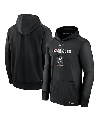 Nike Men's Black Baltimore Orioles Authentic Collection City Connect Therma Pullover Hoodie