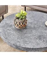 Modern Gray Textured Mdf Coffee Table, 31.4" Round