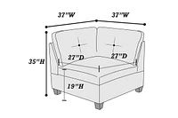 6 Piece Ash Grey Chenille Fabric Modular Sectional with 2 Ottomans