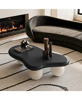 40 Inch Cloud Shaped Coffee Table with 3 Ball Legs for Living Room