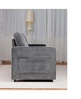 Retractable 3-Seat Sofa for Small Spaces, Gray Corduroy