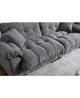 Modern sofa Chenille 3-seater sofa with two pillows for small spaces in living rooms, apartments Grey