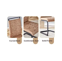 Cozy Modern Dining Set: 8-Seat Mdf Table with Brown Fabric Chairs