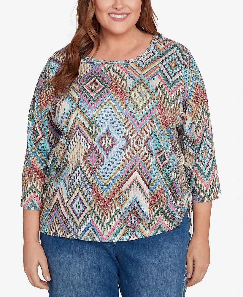 Alfred Dunner Plus Ikat Diamond Top
