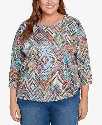 Alfred Dunner Plus Ikat Diamond Top