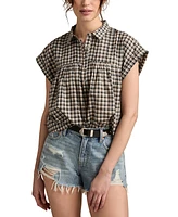 Lucky Brand Women's Cotton Pintuck Button-Front Top