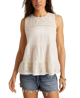 Lucky Brand Women's Cotton Embroidered Tiered Tank Top