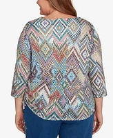 Alfred Dunner Plus Ikat Diamond Top