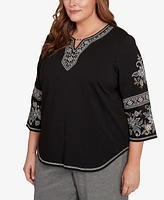Alfred Dunner Plus Beaded Embroidered Top