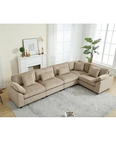 Corduroy Modular Sofa, 5-Seat, Brown
