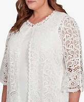Alfred Dunner Plus Embellished Lace Two One Top