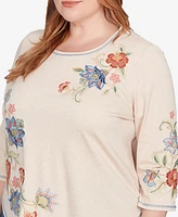 Alfred Dunner Plus Floral Embroidered Top