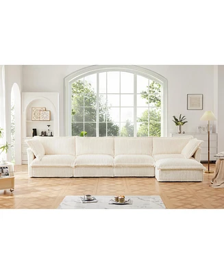 L-Shape Corner Sectional Sofa with Armrests, Deep Seat and Pillows